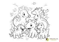 Omaľovanka Dinosauria rodina pre deti Dinosauria rodina - omaľovanka pre deti