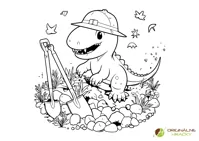 Omaľovanka Dinosaurus s náradím pre deti Dinosaurus s náradím - omaľovanka pre deti