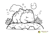 Omaľovanka Dinosaurus v džungli pre deti Dinosaurus v džungli - omaľovanka pre deti