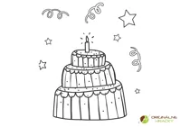 Omaľovanka Narodeninová torta pre deti Narodeninová torta - omaľovanka pre deti