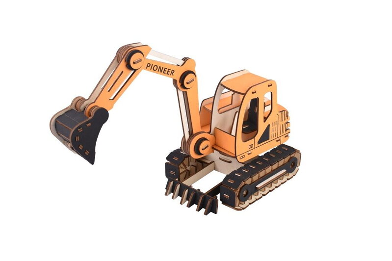 Woodcraft Drevené 3D puzzle Rýpadlo oranžové Woodcraft Drevené 3D puzzle Rýpadlo oranžové